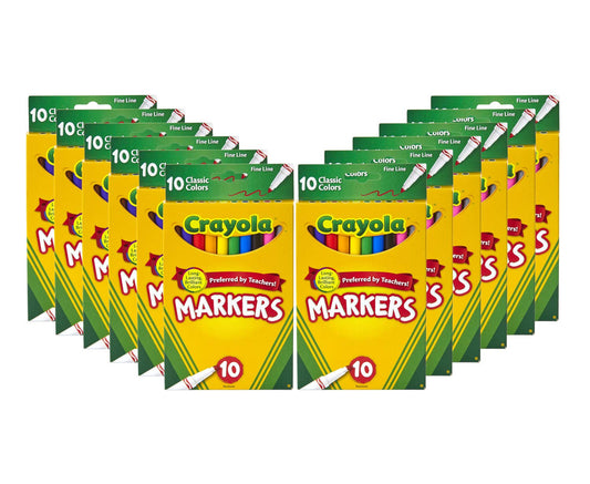 Crayola Fine Line Markers 12-boxes pack for classroom creativity and detailed drawings