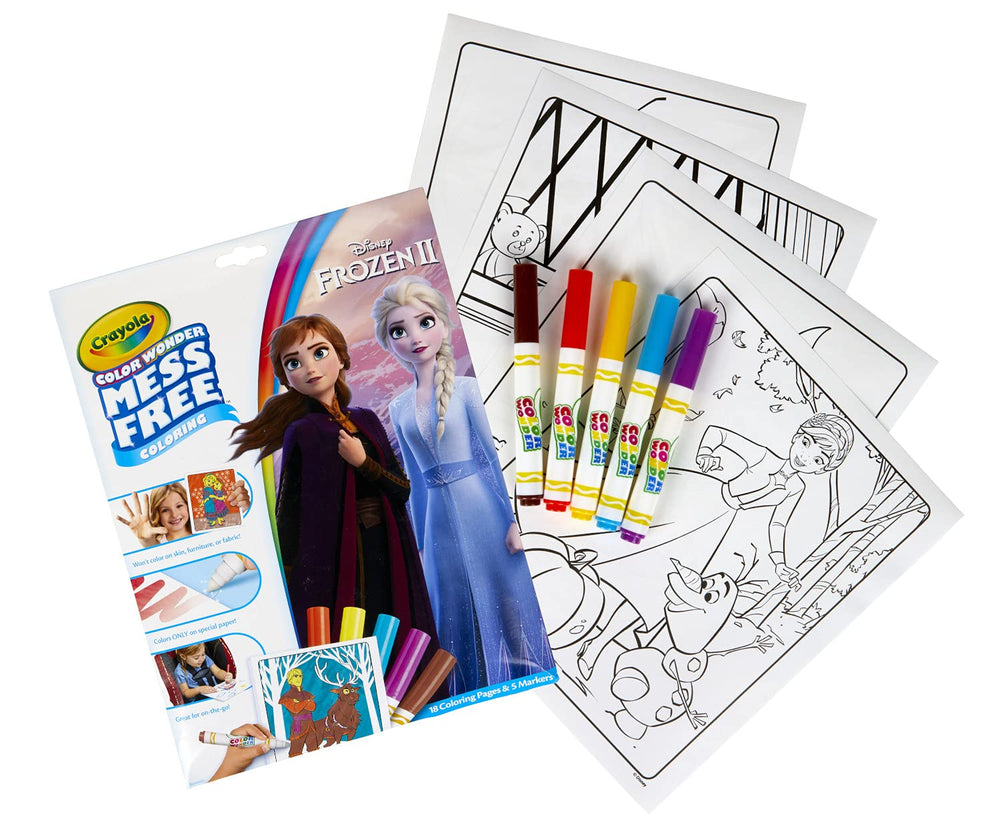 Crayola Frozen Color Wonder markers—five-pack for creative color-on-paper fun.