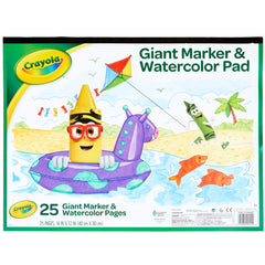 Crayola giant marker and watercolor pad with open pages for bold art ideas.