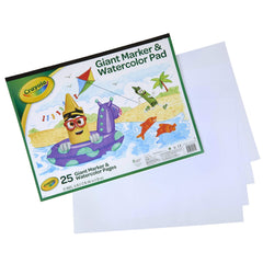 Child uses Crayola marker beside the pad for large-color exploration.