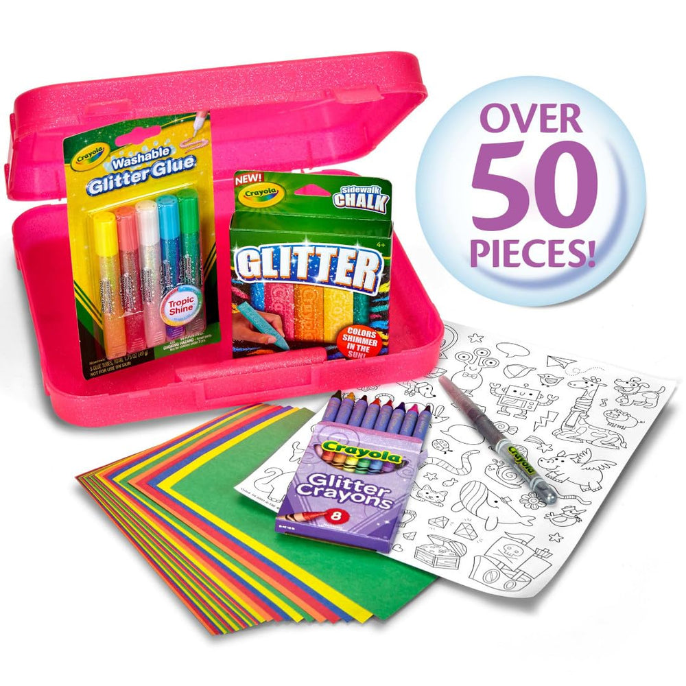 Crayola glitter crayons 8-pack close-up showing sparkling colors and smooth application.