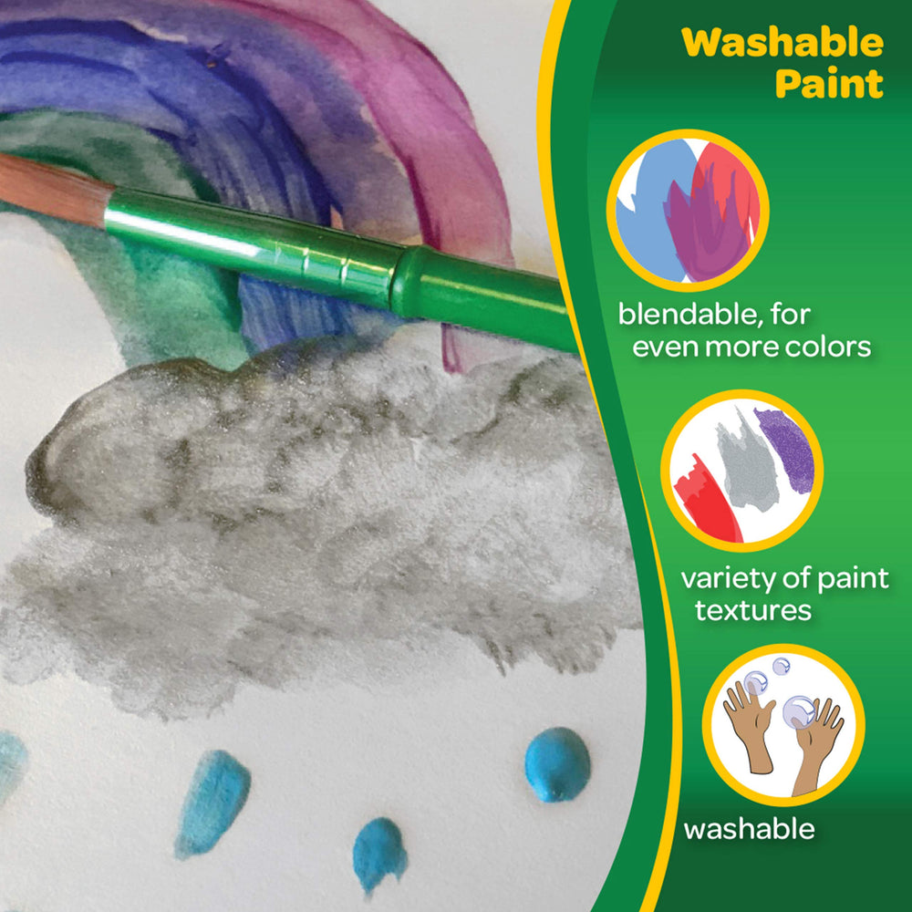 Crayola glitter and metallic paints add sparkle to kid-made artwork.
