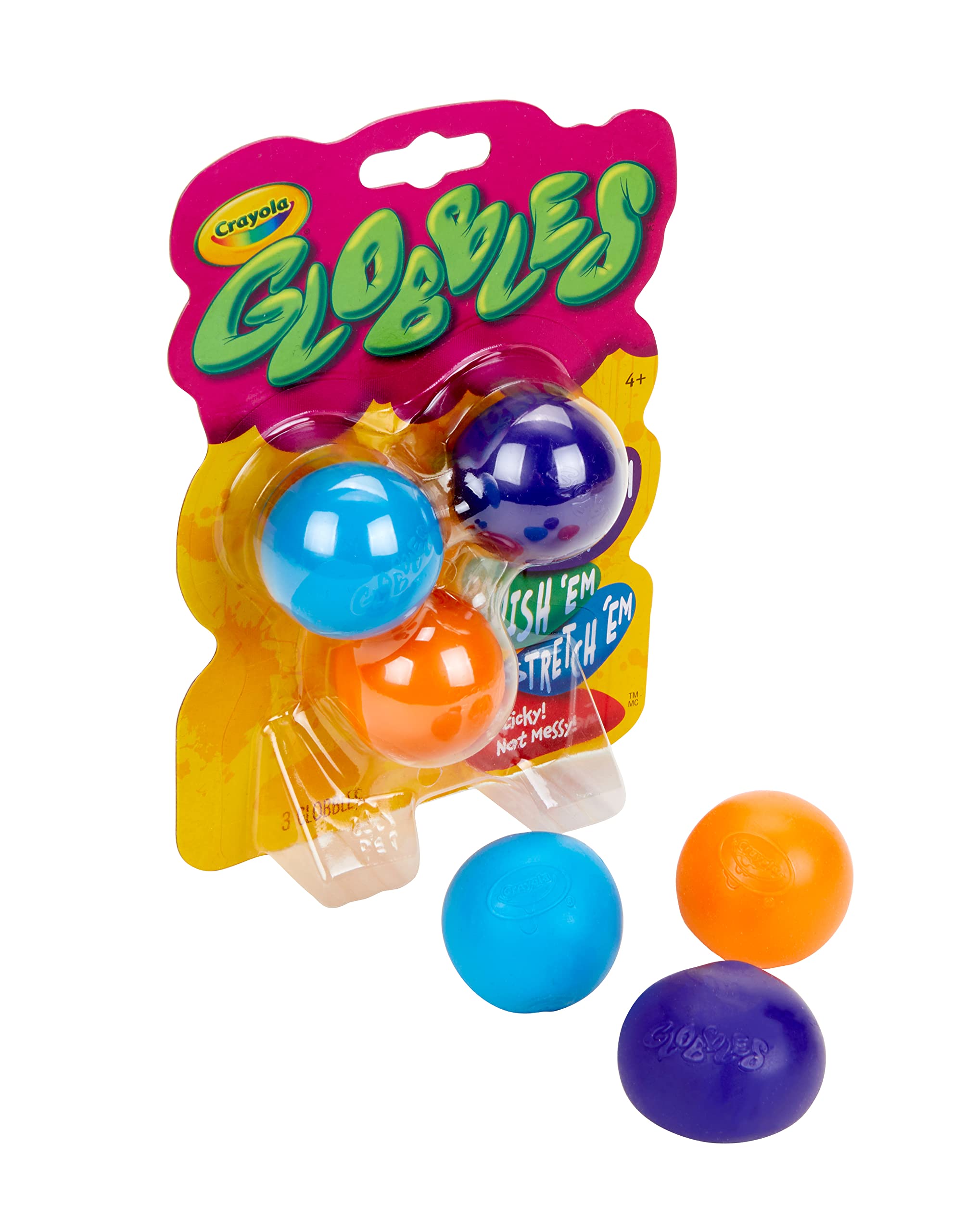 Crayola Globbles stay sticky and wash clean easily for reusable play