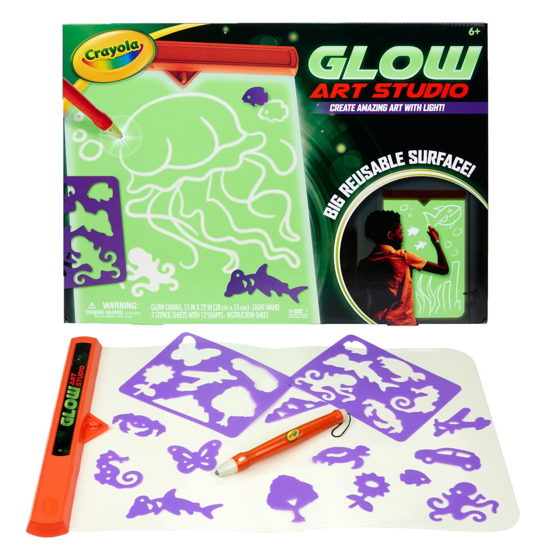 Crayola Glow Art Studio glow canvas ready for glowing drawings