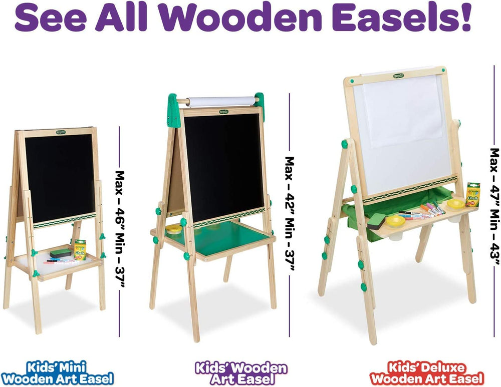 Crayola height-adjustable wooden easel grows with child.
