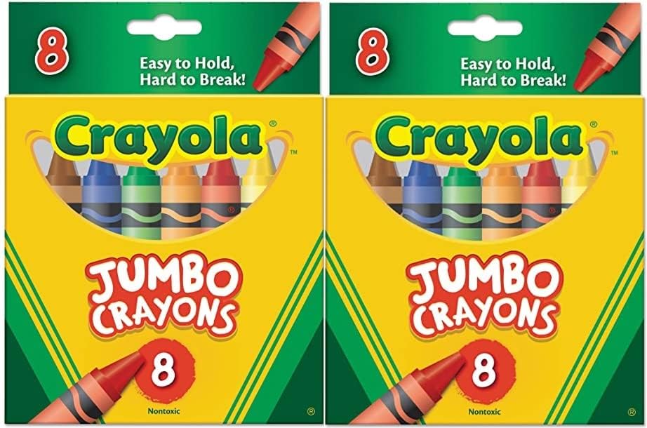 Crayola jumbo crayons eight-color palette for bold, smooth coloring.