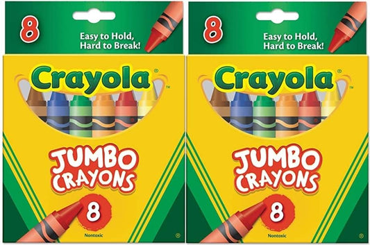 Crayola jumbo crayons eight-color palette for bold, smooth coloring.