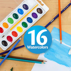 Crayola kid-friendly watercolors ages 4 and up inspire creativity.