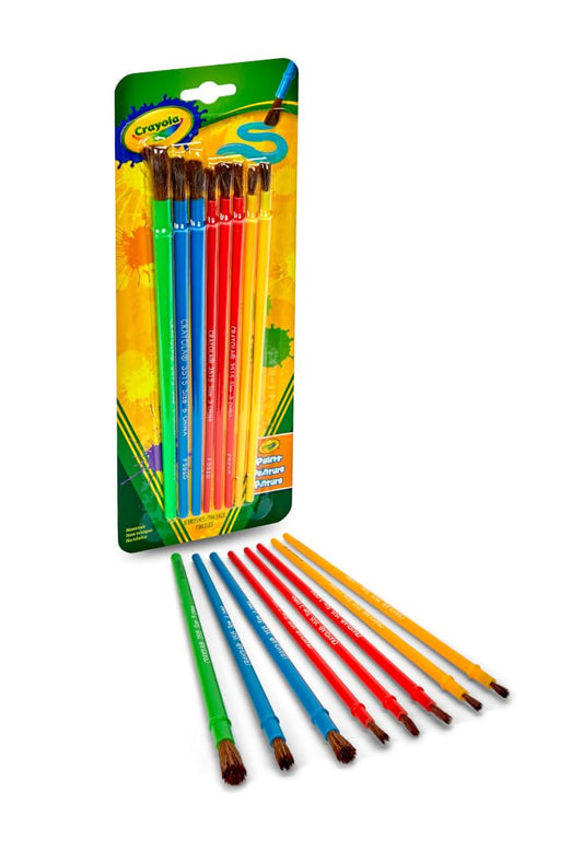 Crayola brushes with colorful plastic handles designed for small hands