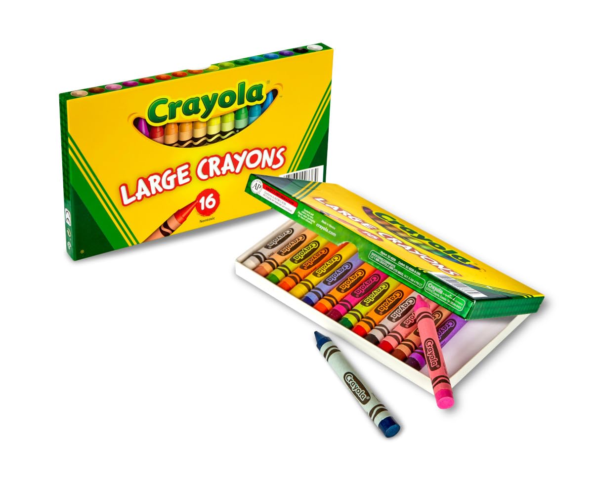 Crayola Large Crayons comfort-grip design supports small hands.