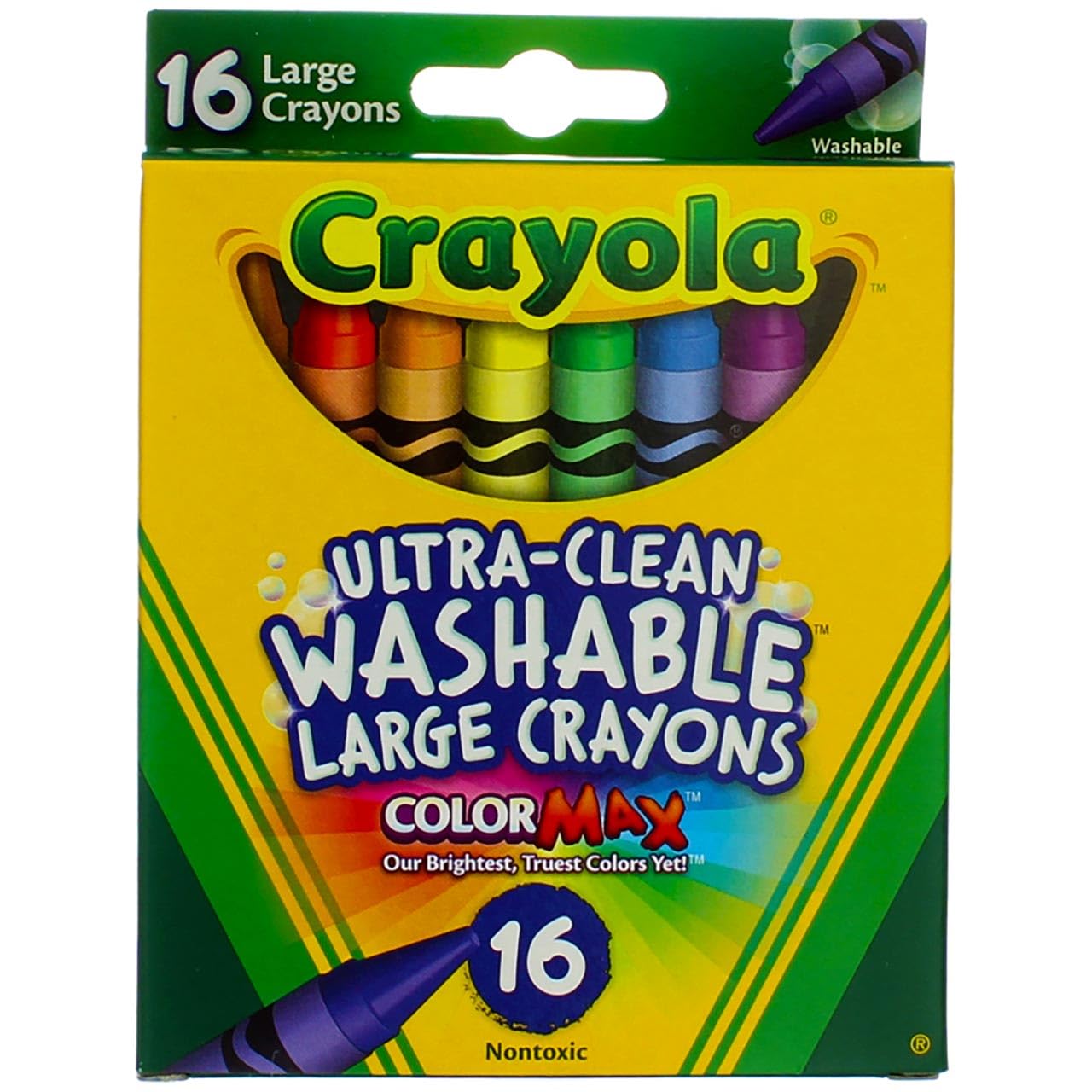 Crayola large washable crayons main photo showing bold colors for kids' drawings