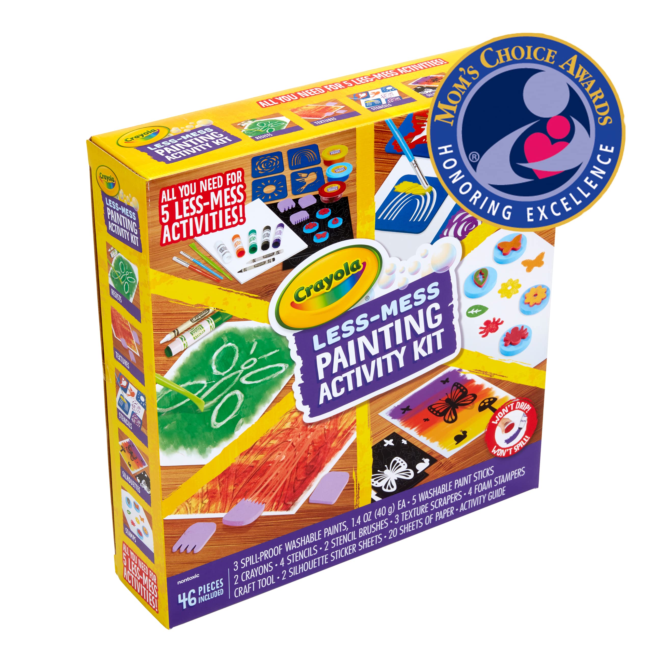 Crayola Less Mess Foam Stampers for playful patterns.