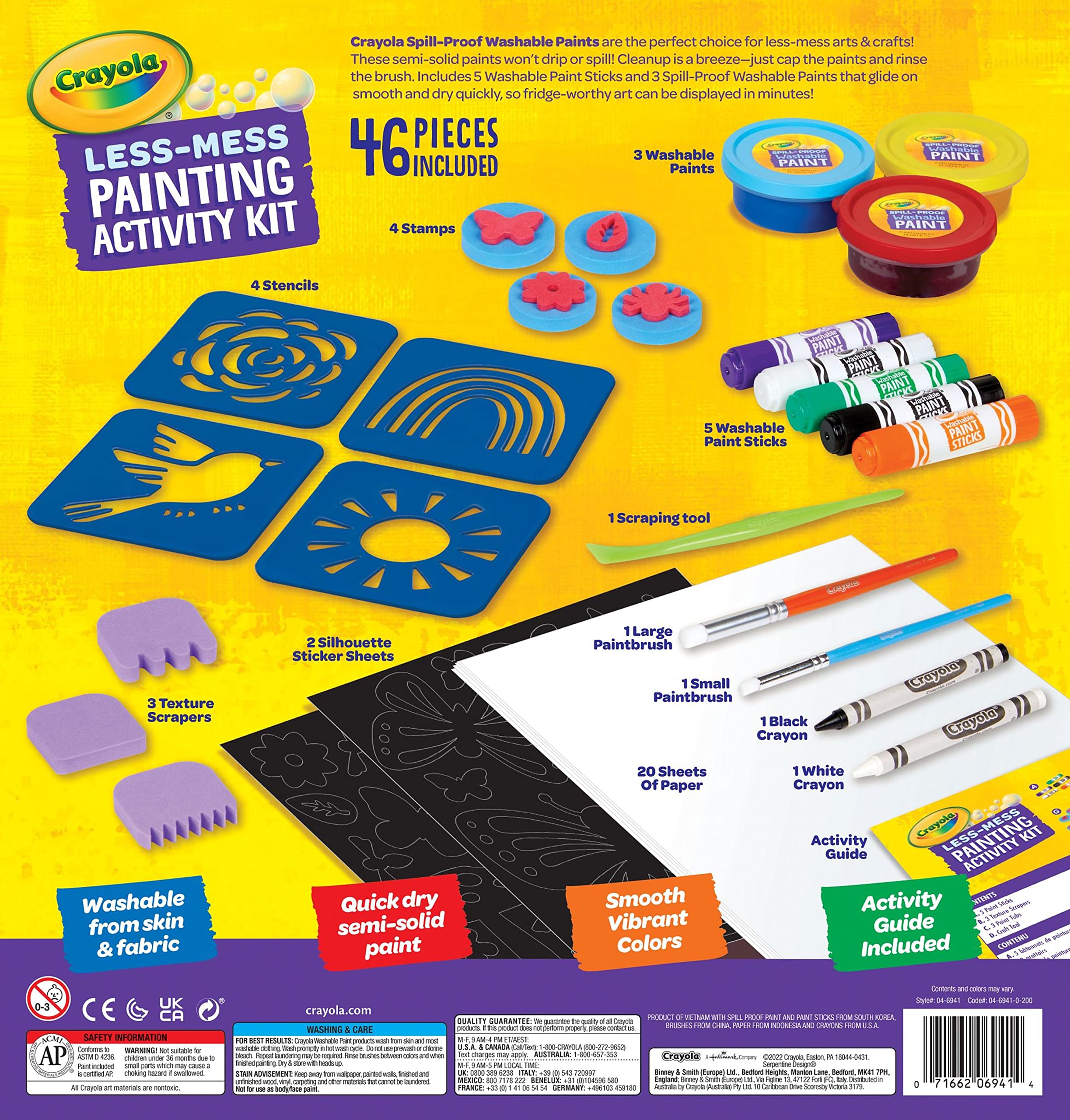 Crayola Less Mess Foam Texture Scrapers adding tactile texture to drawings.