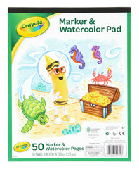 Crayola Marker Watercolor Pad cover page showing 50 sheets for budding artists