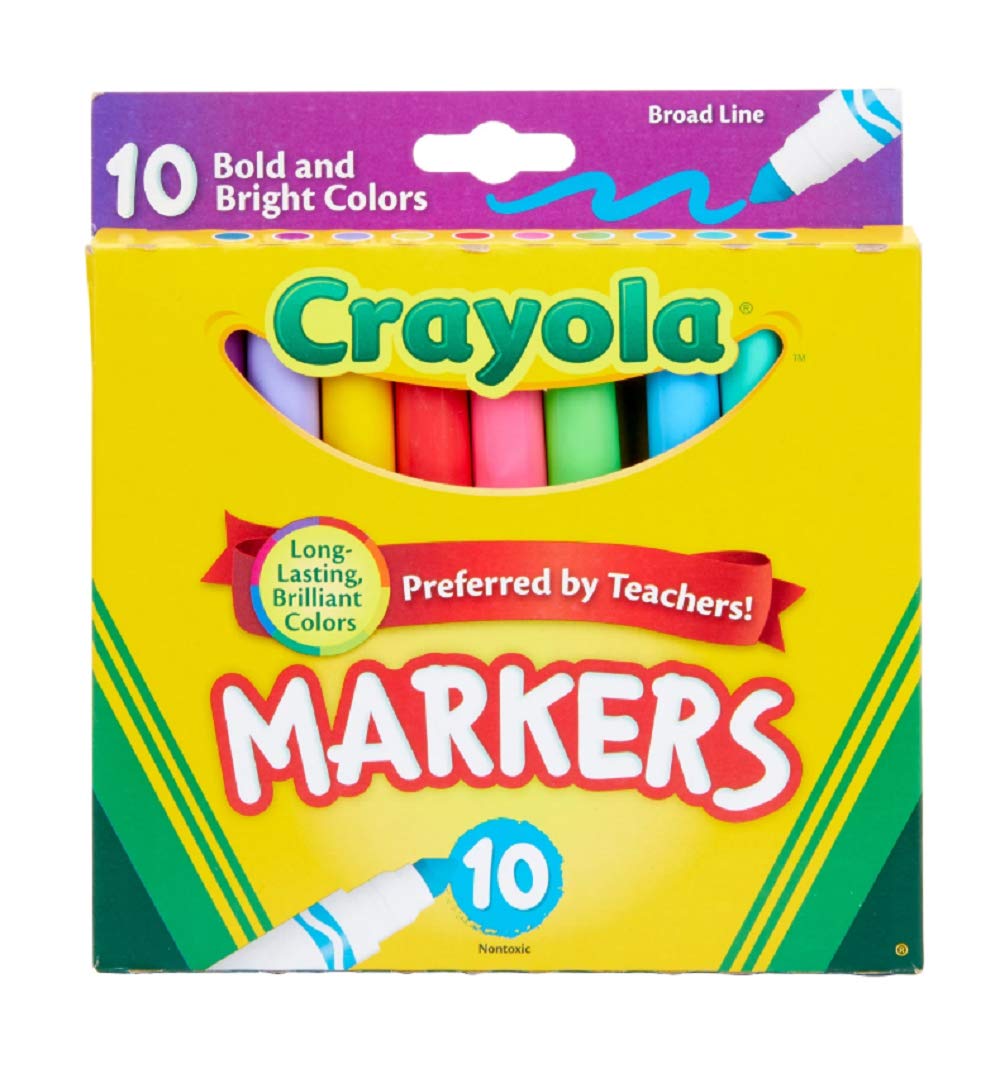 Crayola Broad Line Markers 10ct color swatches for bright, bold artwork