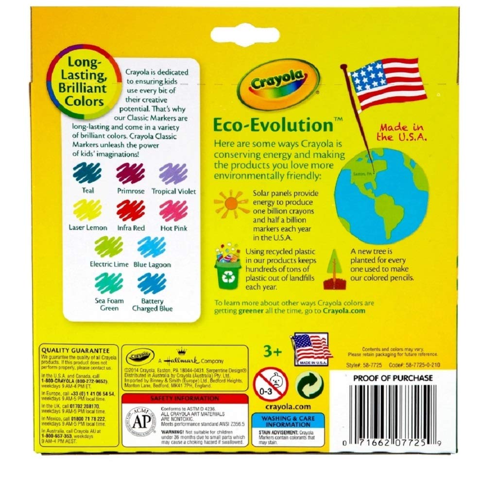 Crayola markers pack 2 peg-ready box for easy classroom organization