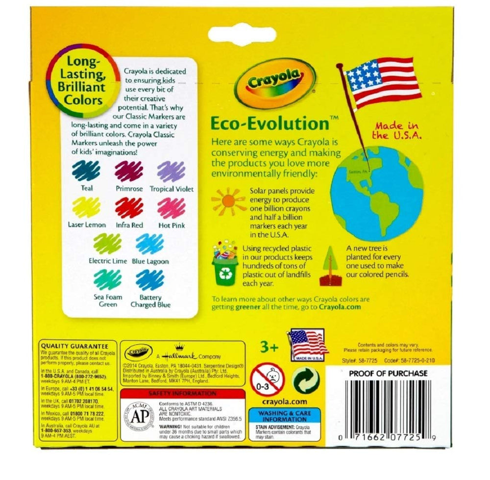 Crayola markers pack 2 peg-ready box for easy classroom organization