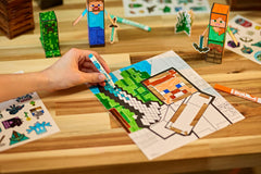 Crayola Minecraft POPs 3D art kit tape sheet helps secure builds.