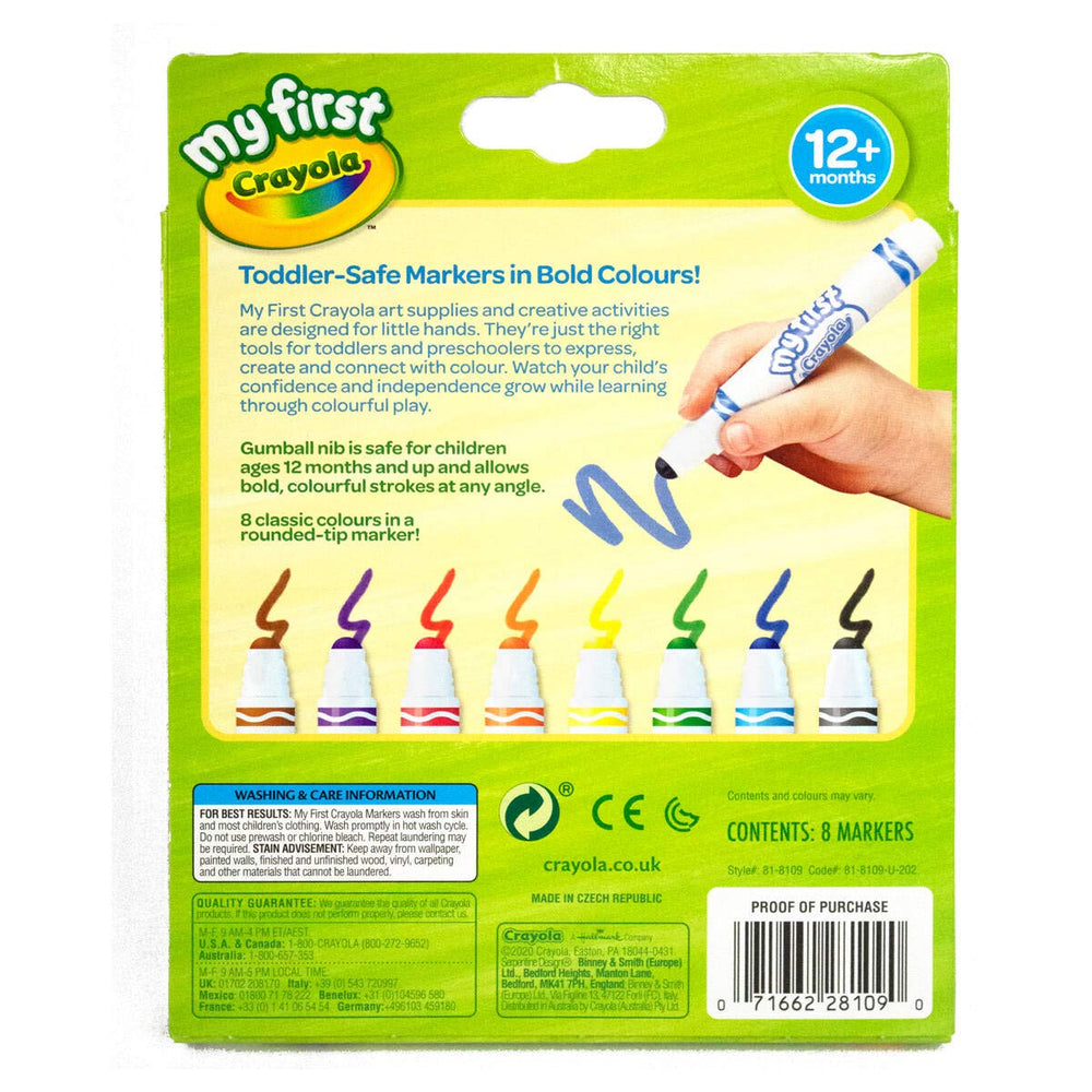 Crayola MyFirst washable ink rinses off skin and clothing
