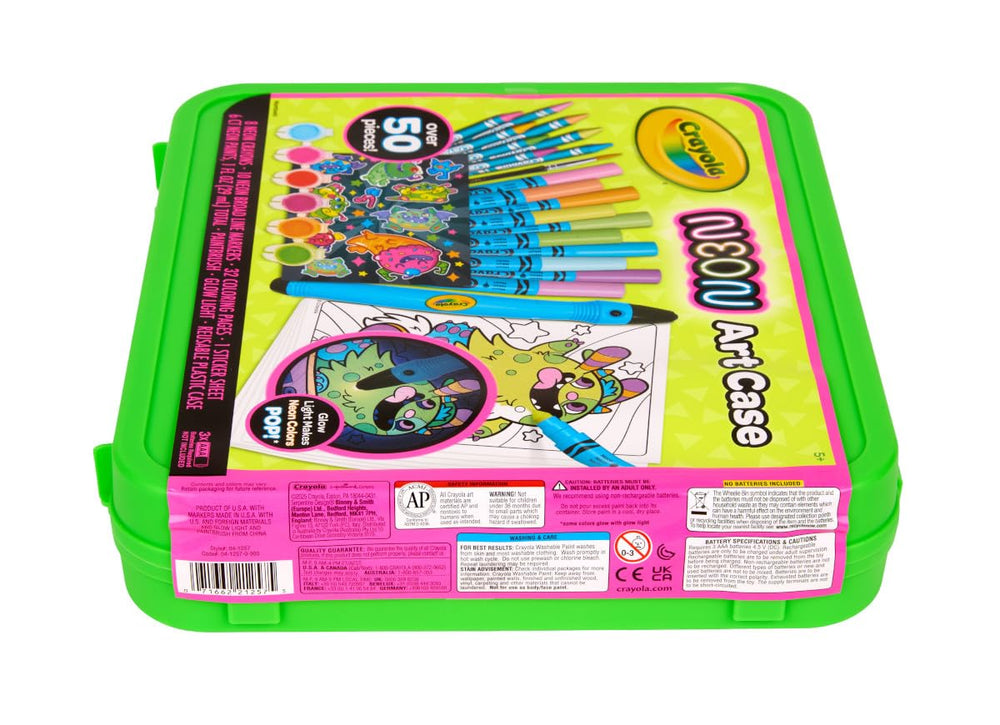 Crayola Neon Art Case glow light to preview neon effects