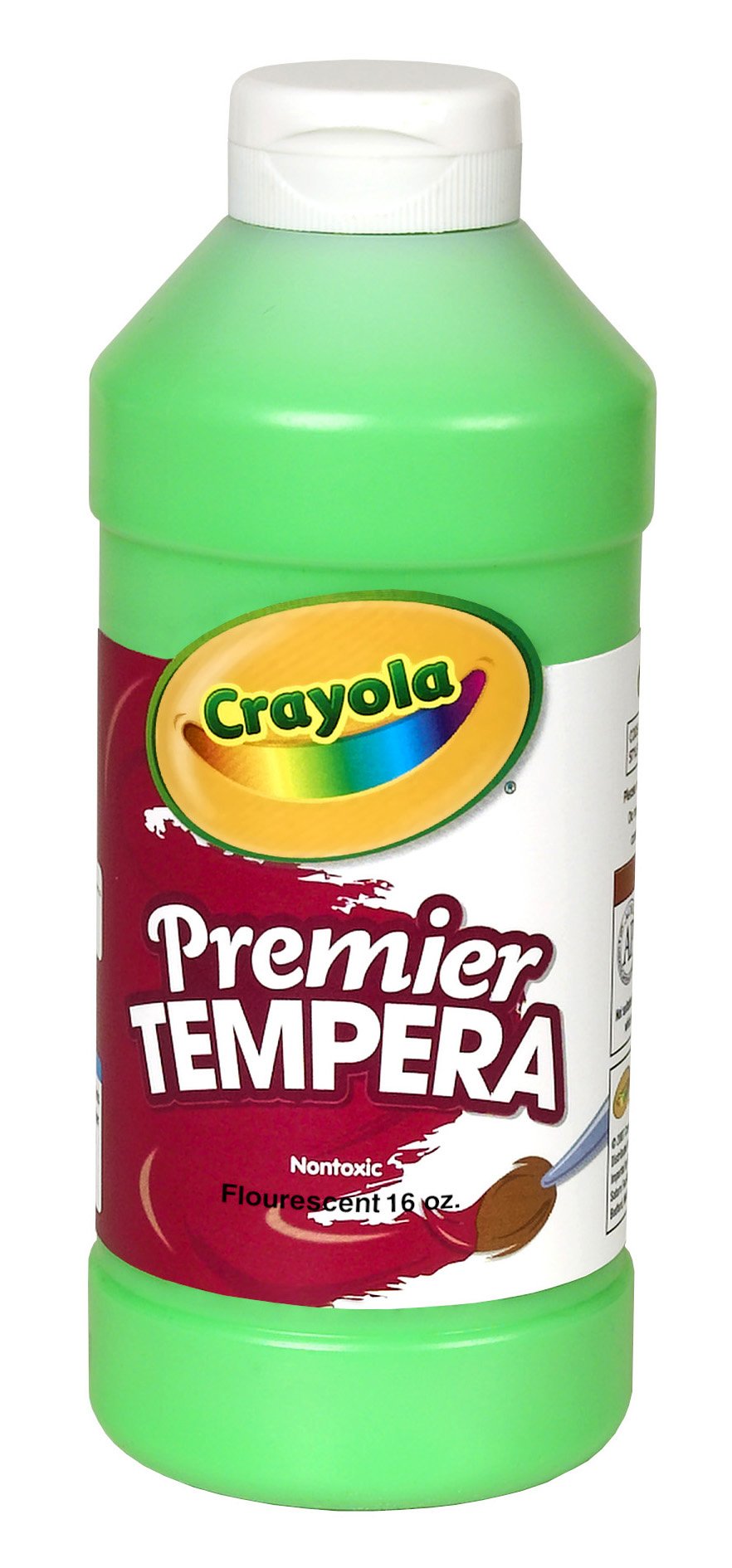 Crayola Neon Tempera Green Paint in 16 oz bottle for classroom art and DIY projects.