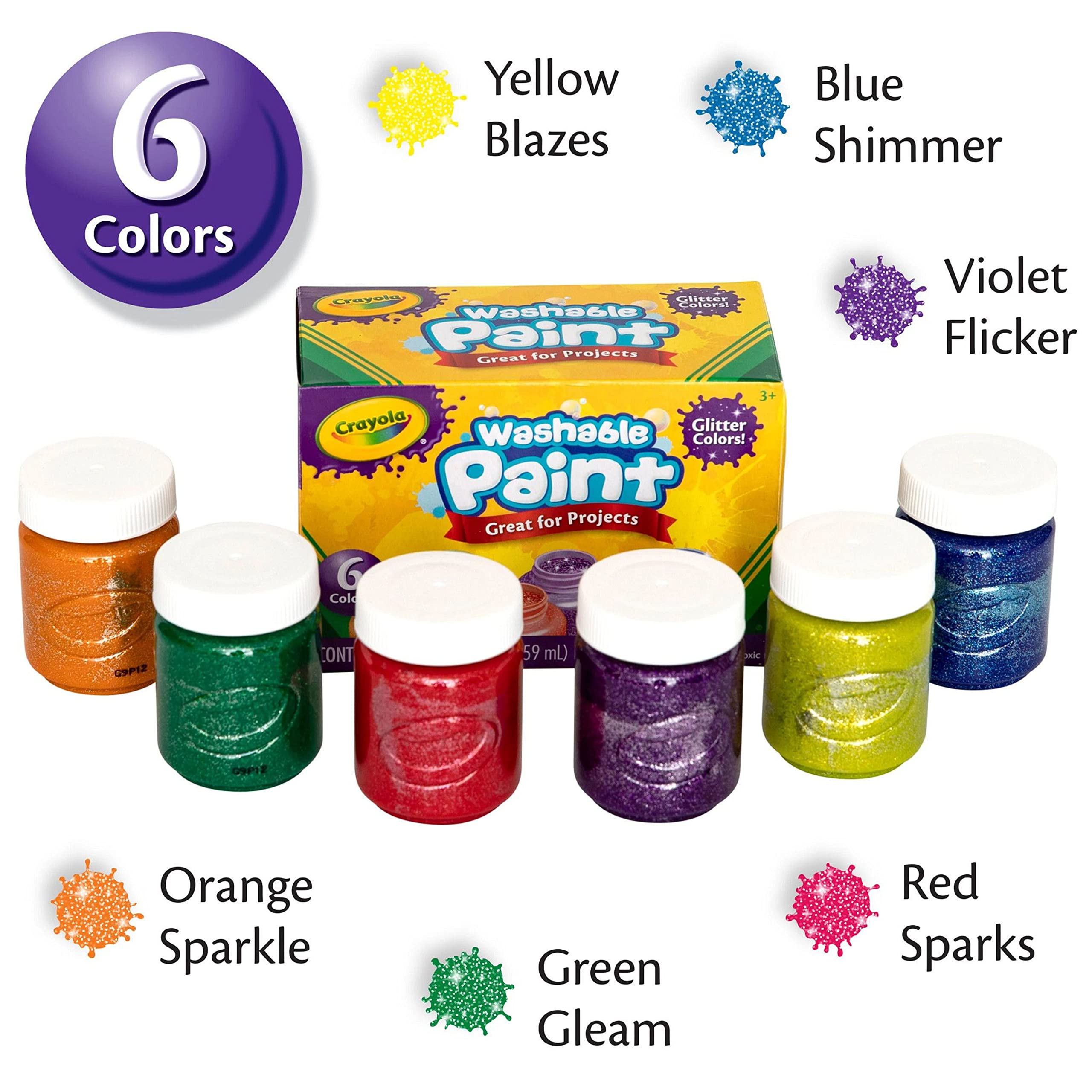 Crayola Neon Washable Paint green bottle creates lively art with easy removal.