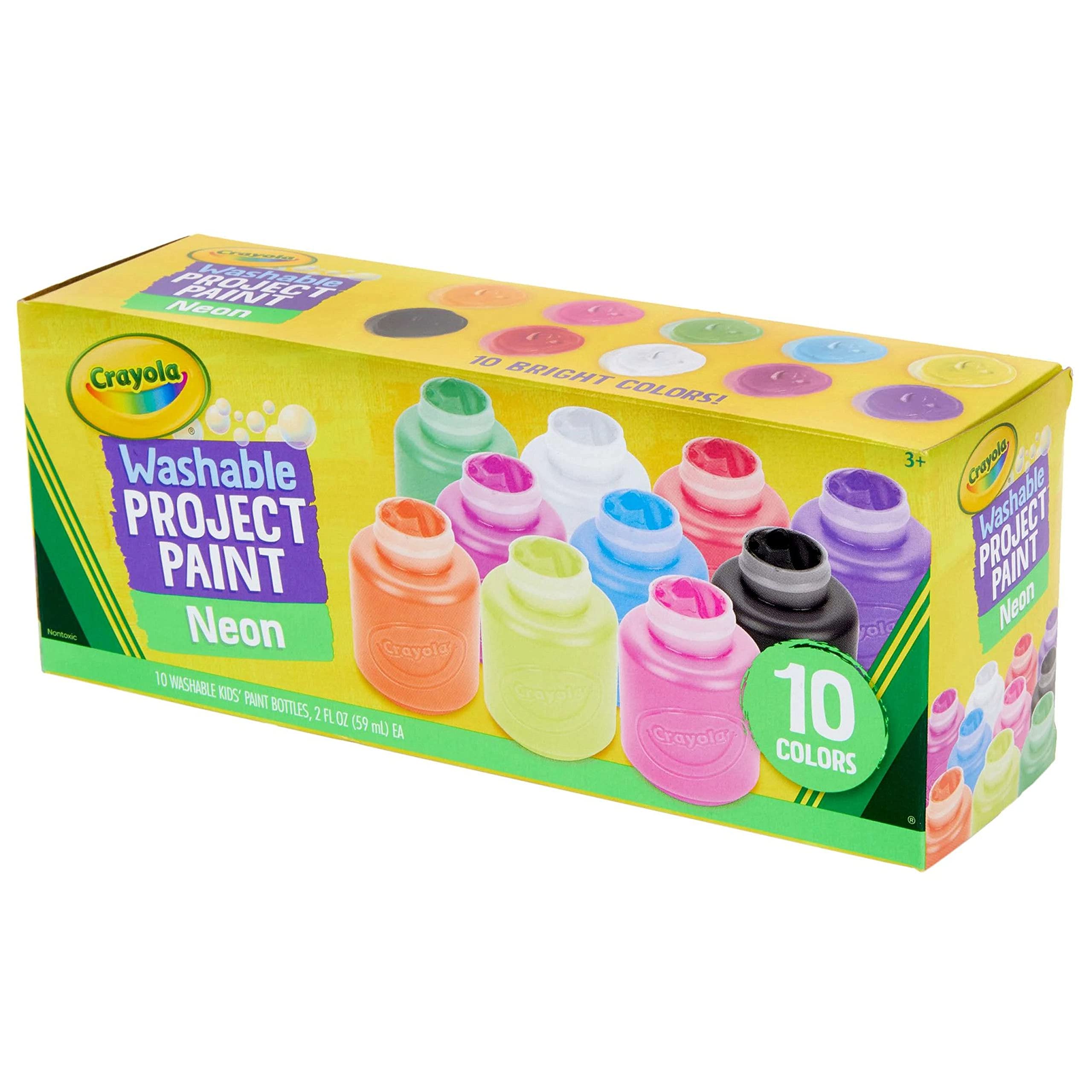 Crayola Neon Washable Paint magenta bottle for vivid designs and simple cleanup.