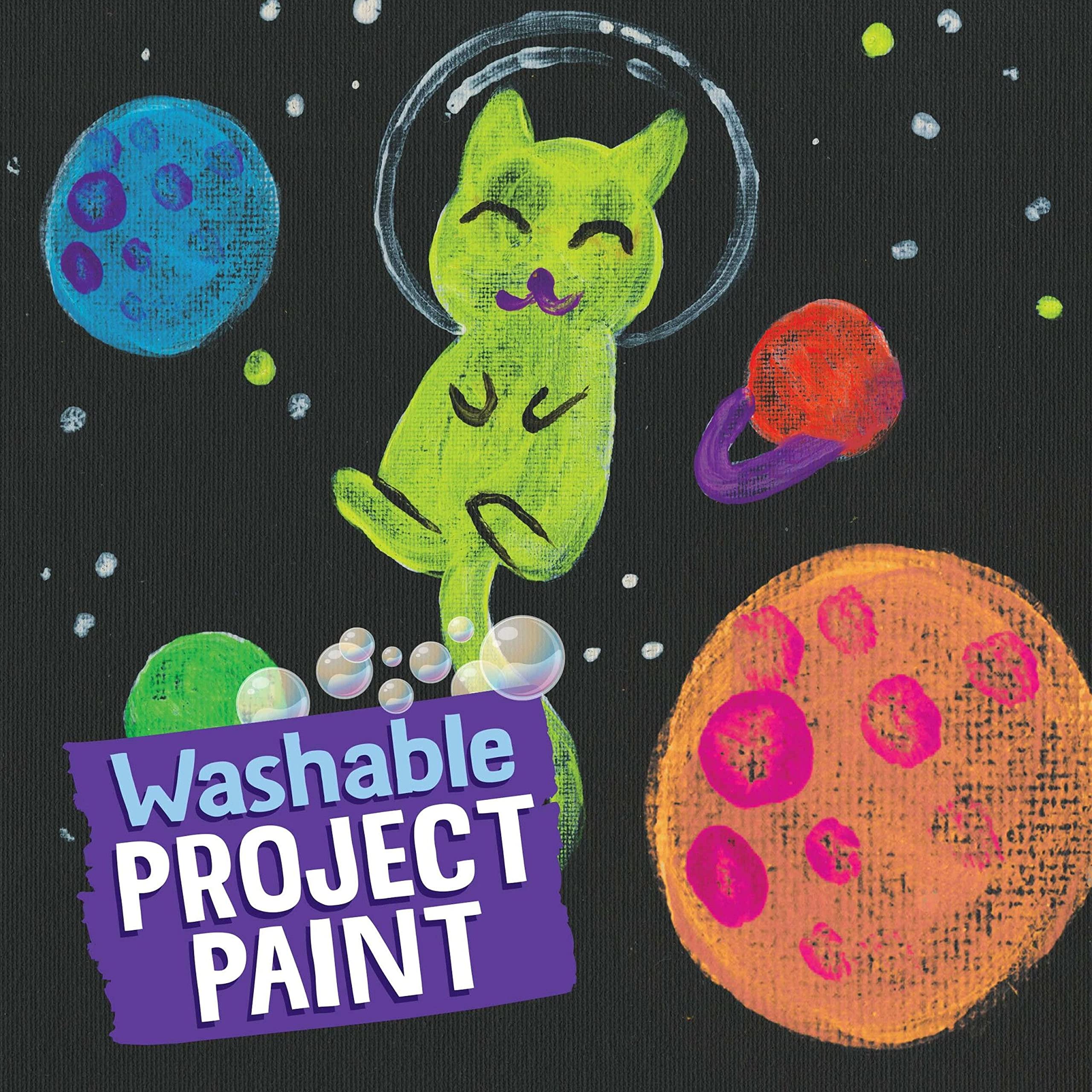 Crayola Neon Washable Paint purple bottle ideal for school projects and cleanup.
