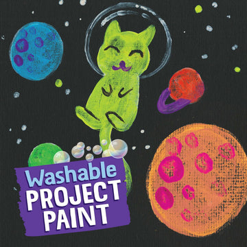Crayola Neon Washable Paint purple bottle ideal for school projects and cleanup.