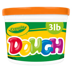 Crayola Orange Dough 3lb bucket shows soft texture for easy shaping and less mess.