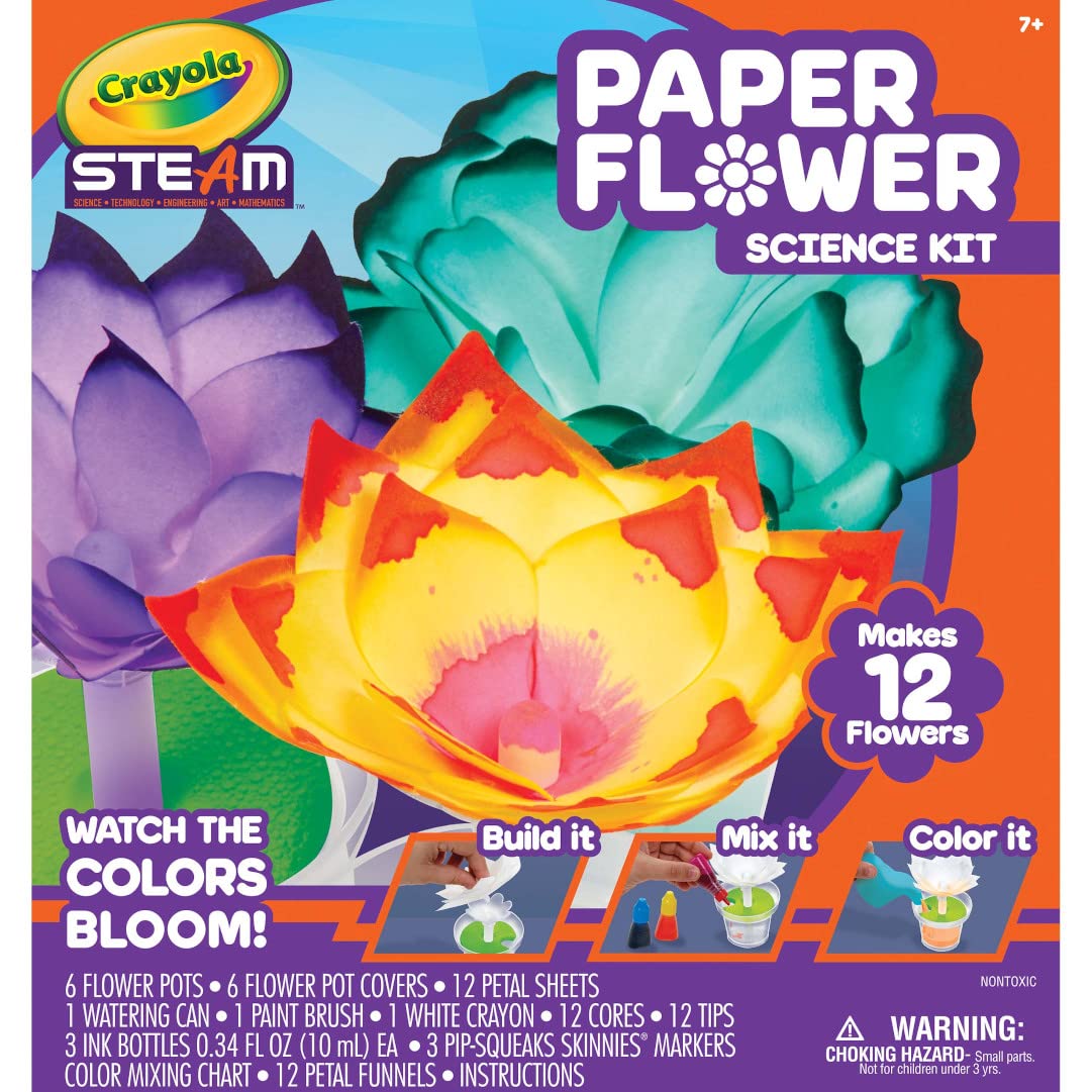 Crayola Paper Flower Kit – 12 wicking flowers for hands-on color-changing science.