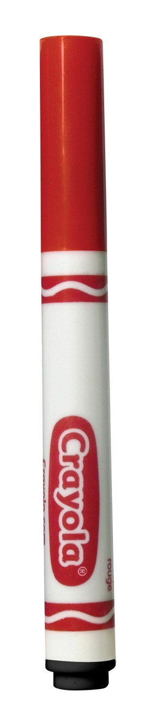 Crayola red broad line markers for bold coloring in classrooms and crafts.