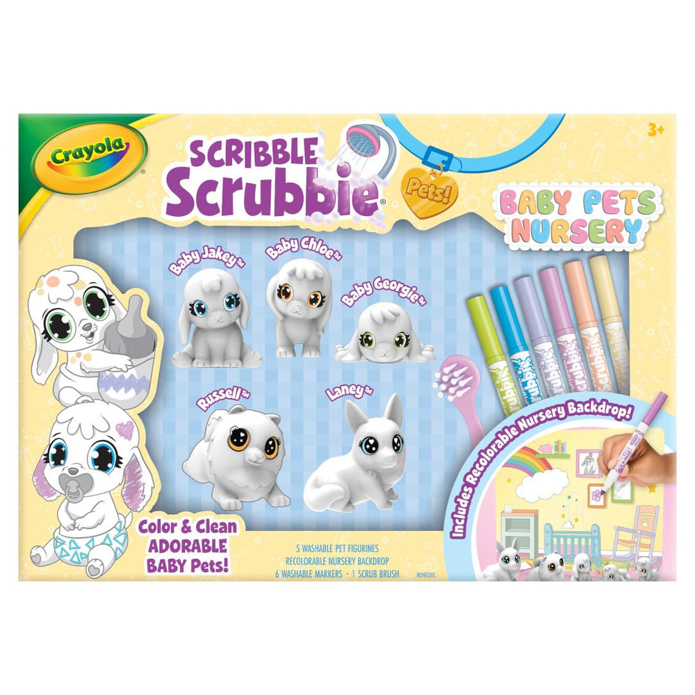 Crayola Scribble Scrubbie Baby Pets 3-pack ready for coloring and bath-time washing