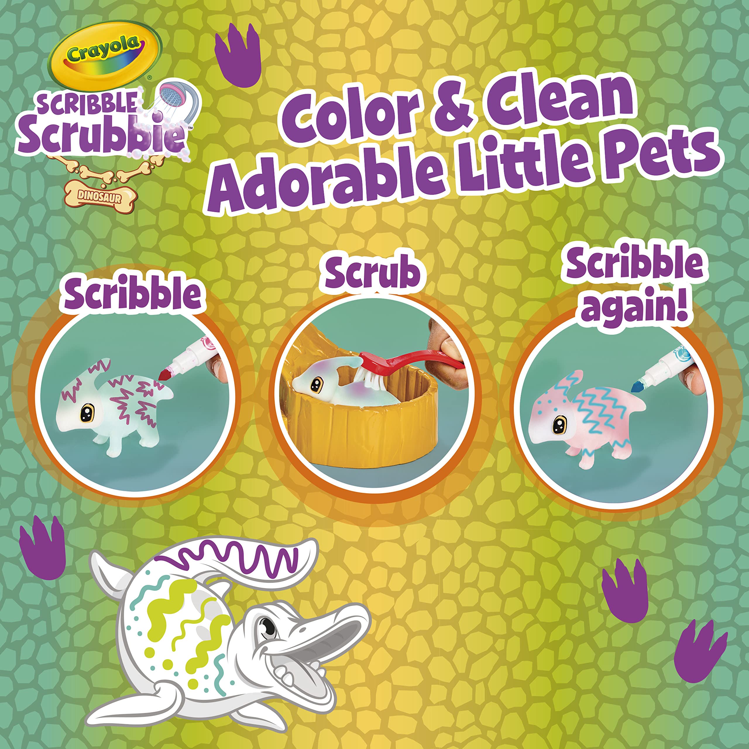 Markers and color drops for vibrant dinosaur customization