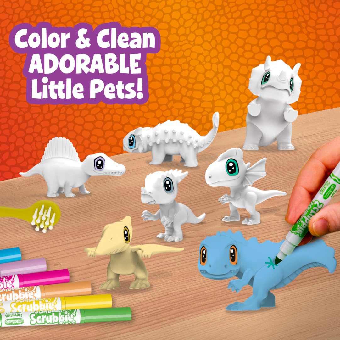 Crayola Scribble Scrubbie dinosaur pets child coloring session for ages 3+.