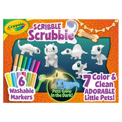 Crayola Scribble Scrubbie dinosaur pets front view for colorful decorating and reuse.