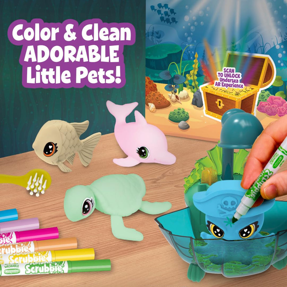 Crayola Scribble Scrubbie Glow Lagoon sea creatures glow after coloring
