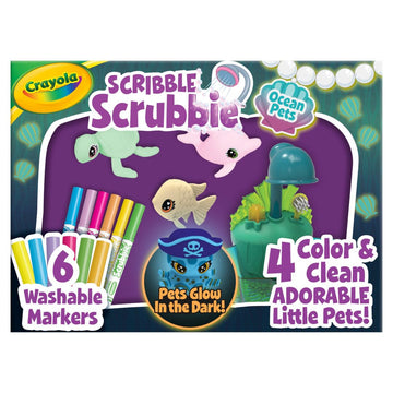 Crayola Scribble Scrubbie Glow Lagoon playset display with tub and glow pets for coloring