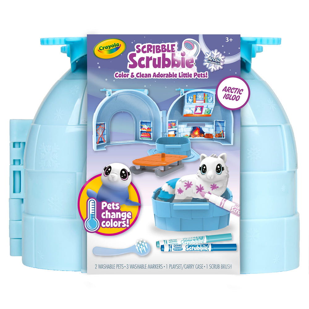 Crayola Scribble Scrubbie Arctic Igloo open for easy storage.