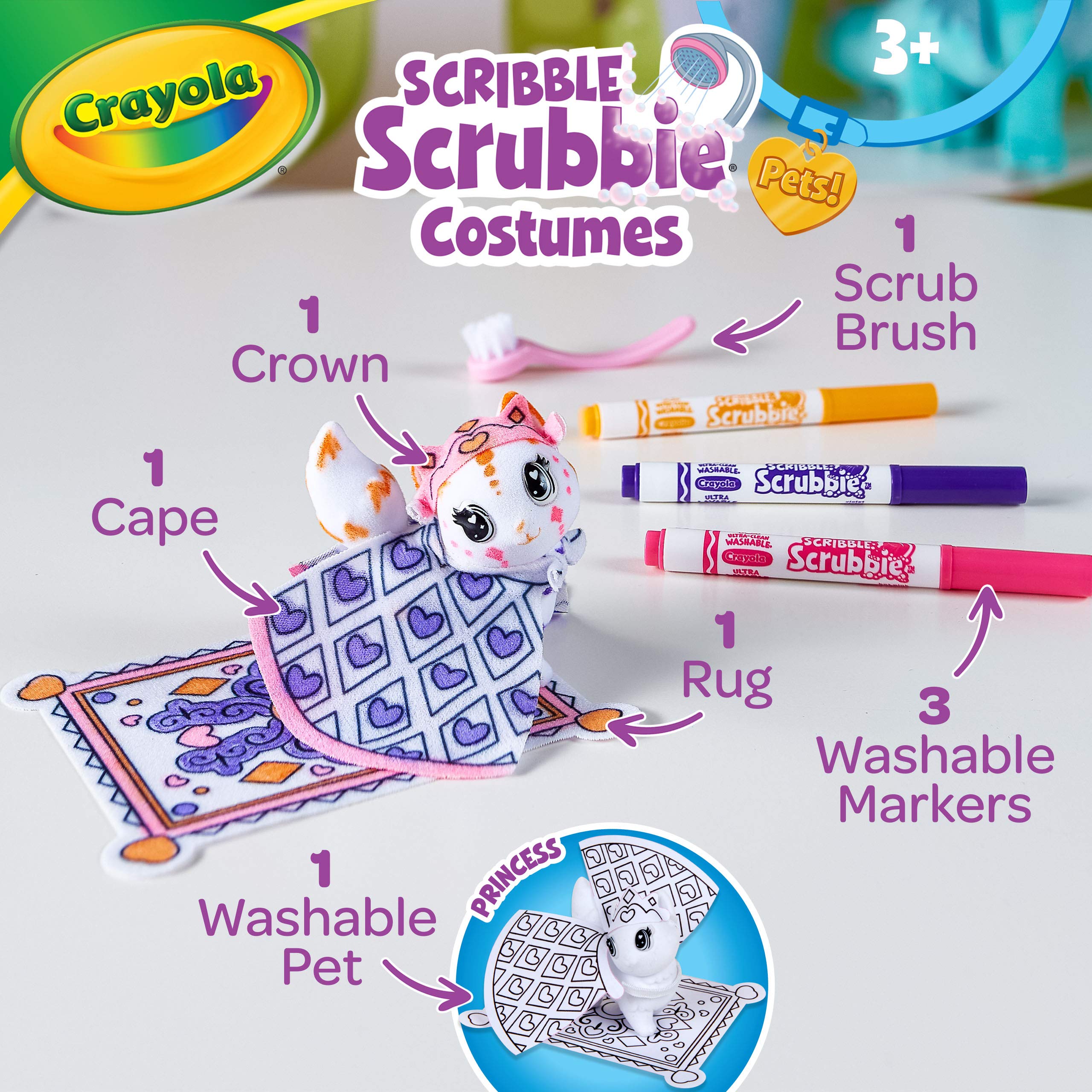 Crayola Scribble Scrubbie Pets princess fabric tiara for styling and pretend royal moments.