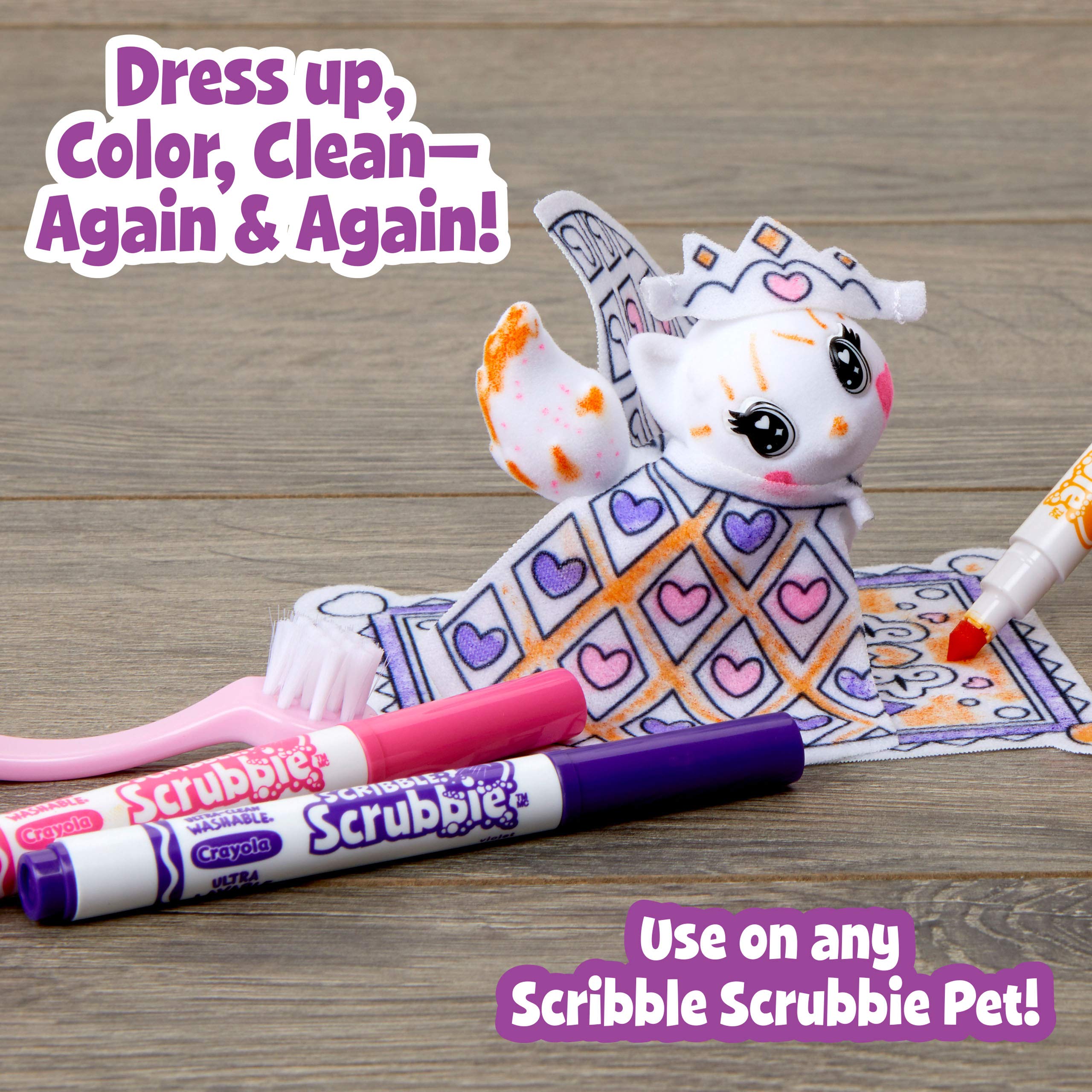Crayola Scribble Scrubbie Pets royal fabric rug creates cozy pretend settings.