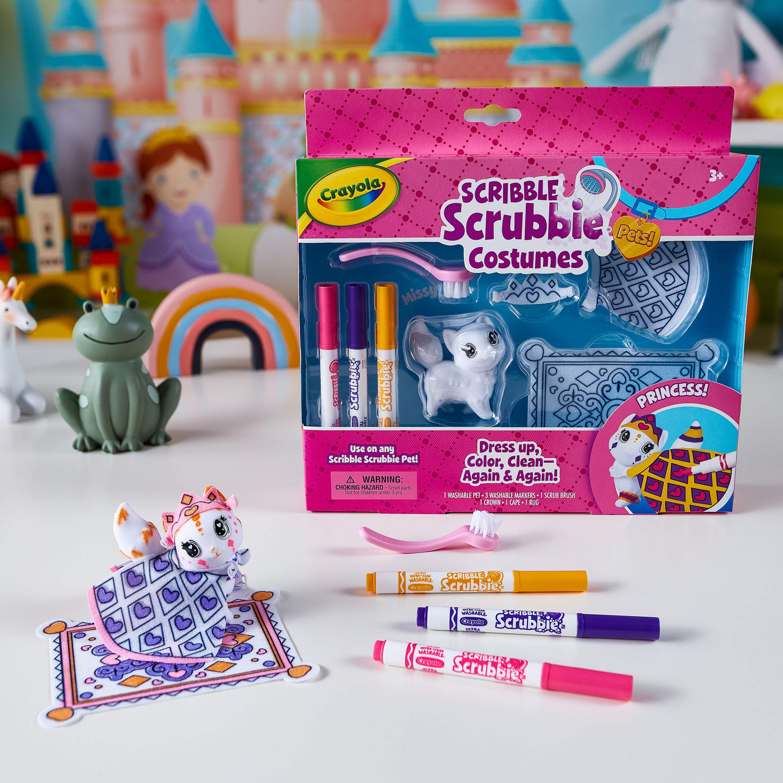 Crayola Scribble Scrubbie Pets scrub brush cleans colors for new adventures.