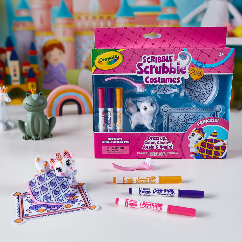 Crayola Scribble Scrubbie Pets scrub brush cleans colors for new adventures.
