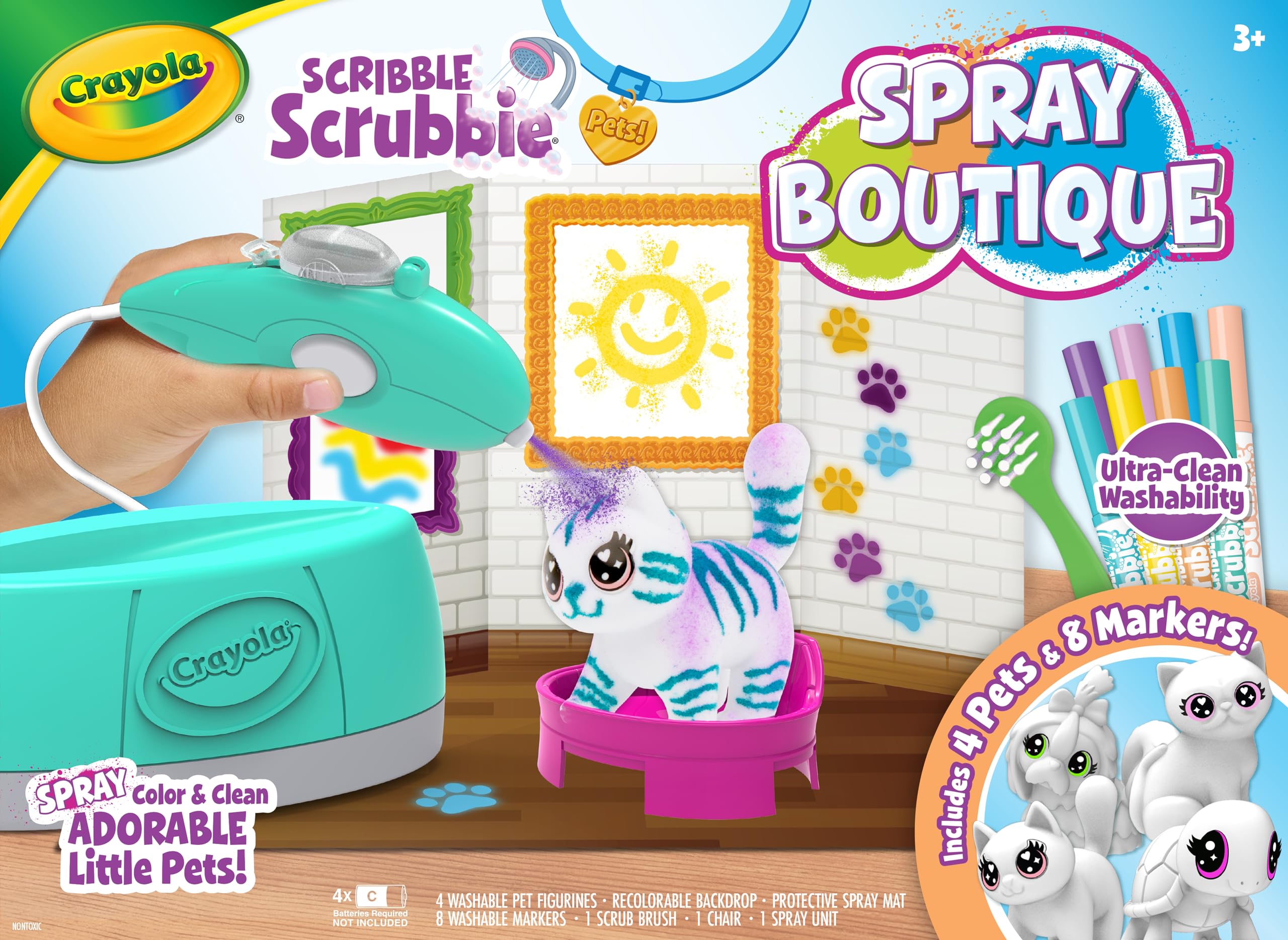 Crayola Scribble Scrubbie Spray Boutique unit for easy spray art sessions.