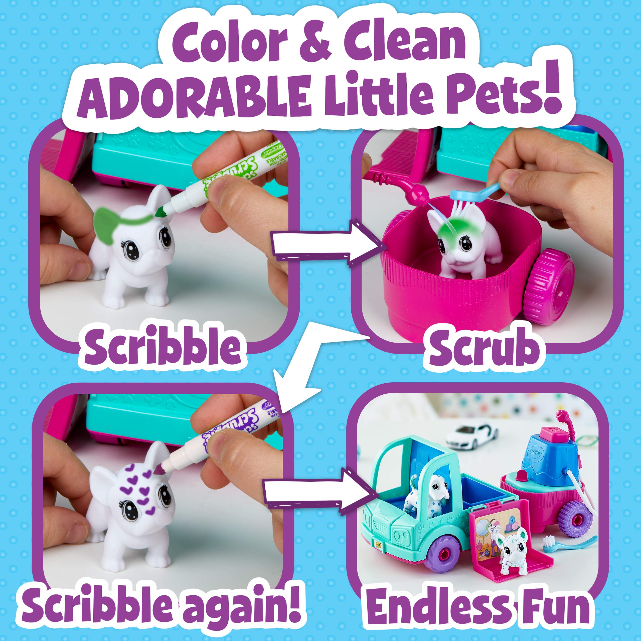 Crayola Scribble Scrubbie Pets wash station with scrub brush ready for pretend baths