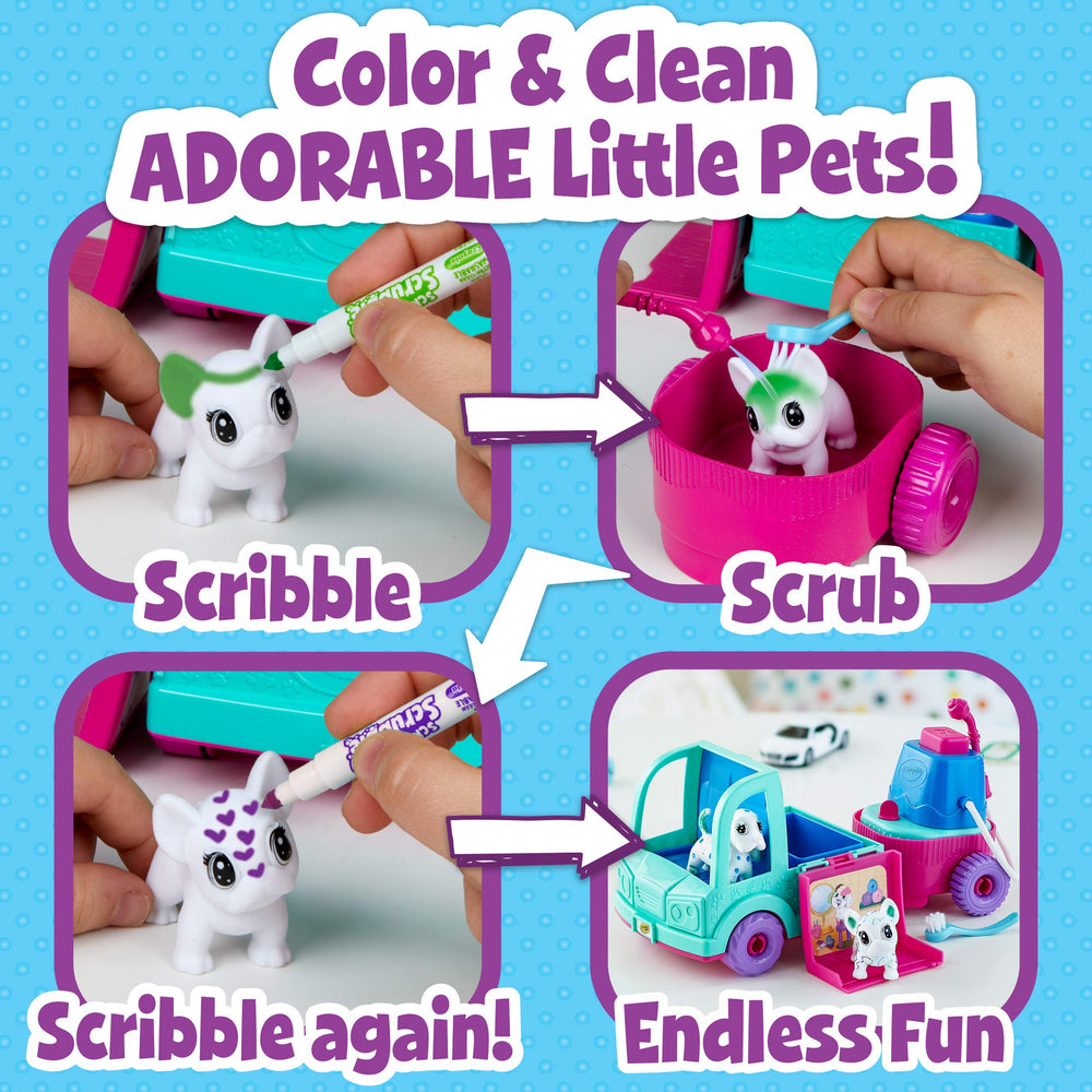 Crayola Scribble Scrubbie Pets wash station with scrub brush ready for pretend baths