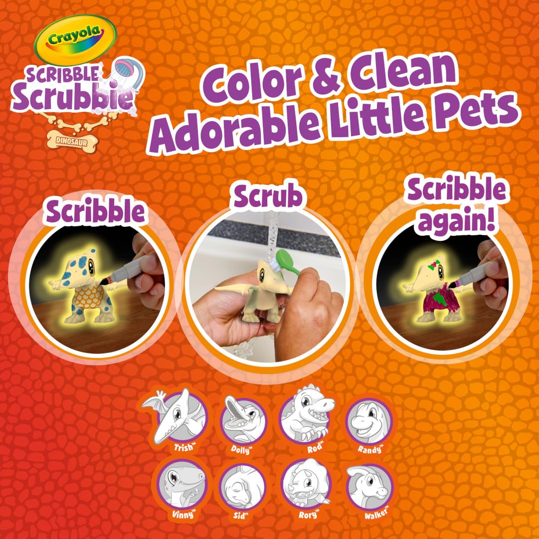 Crayola Scribble Scrubbie scrub brush included for quick pet cleaning.