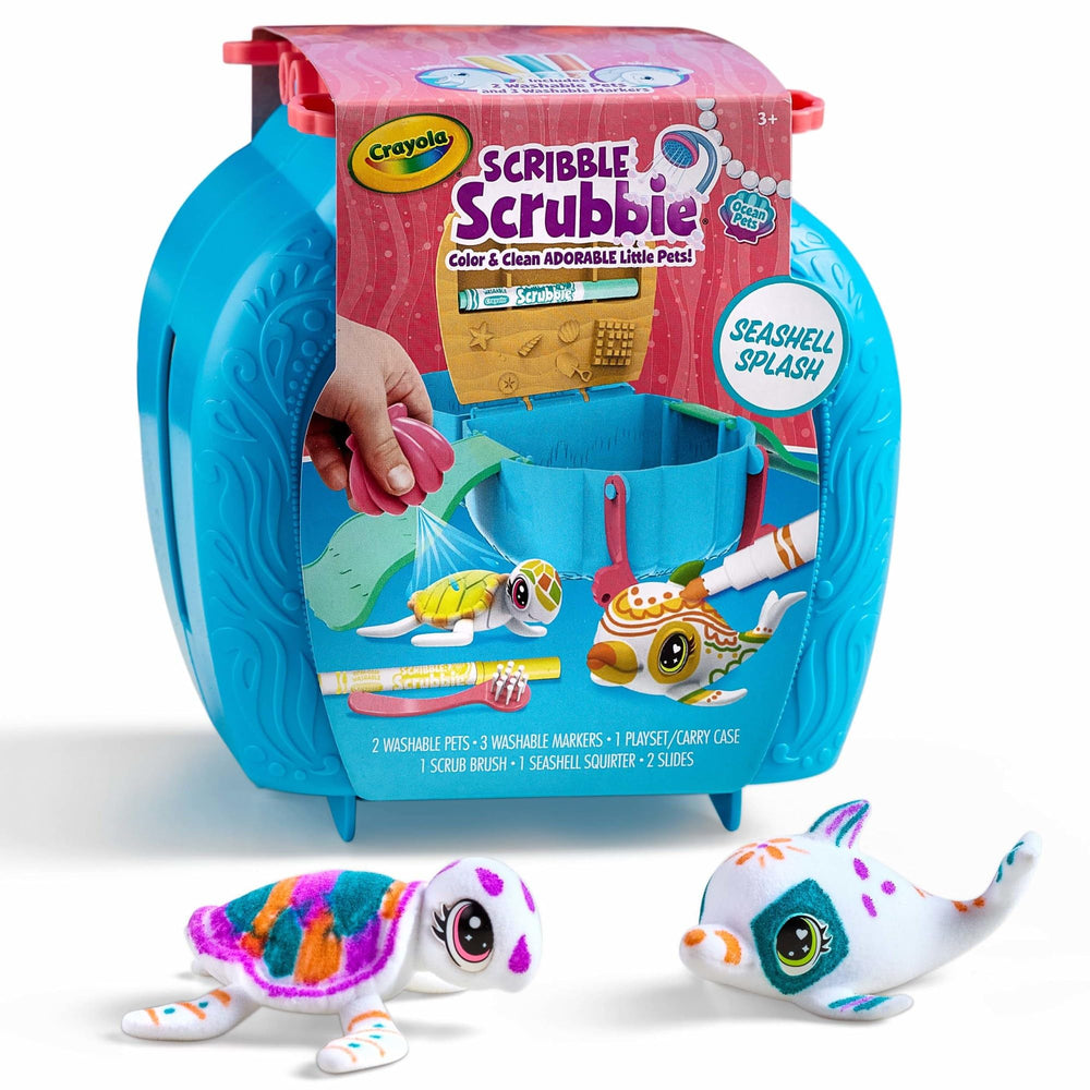 Crayola Scribble Scrubbie Seashell Splash tub and accessories for mess-free decorating