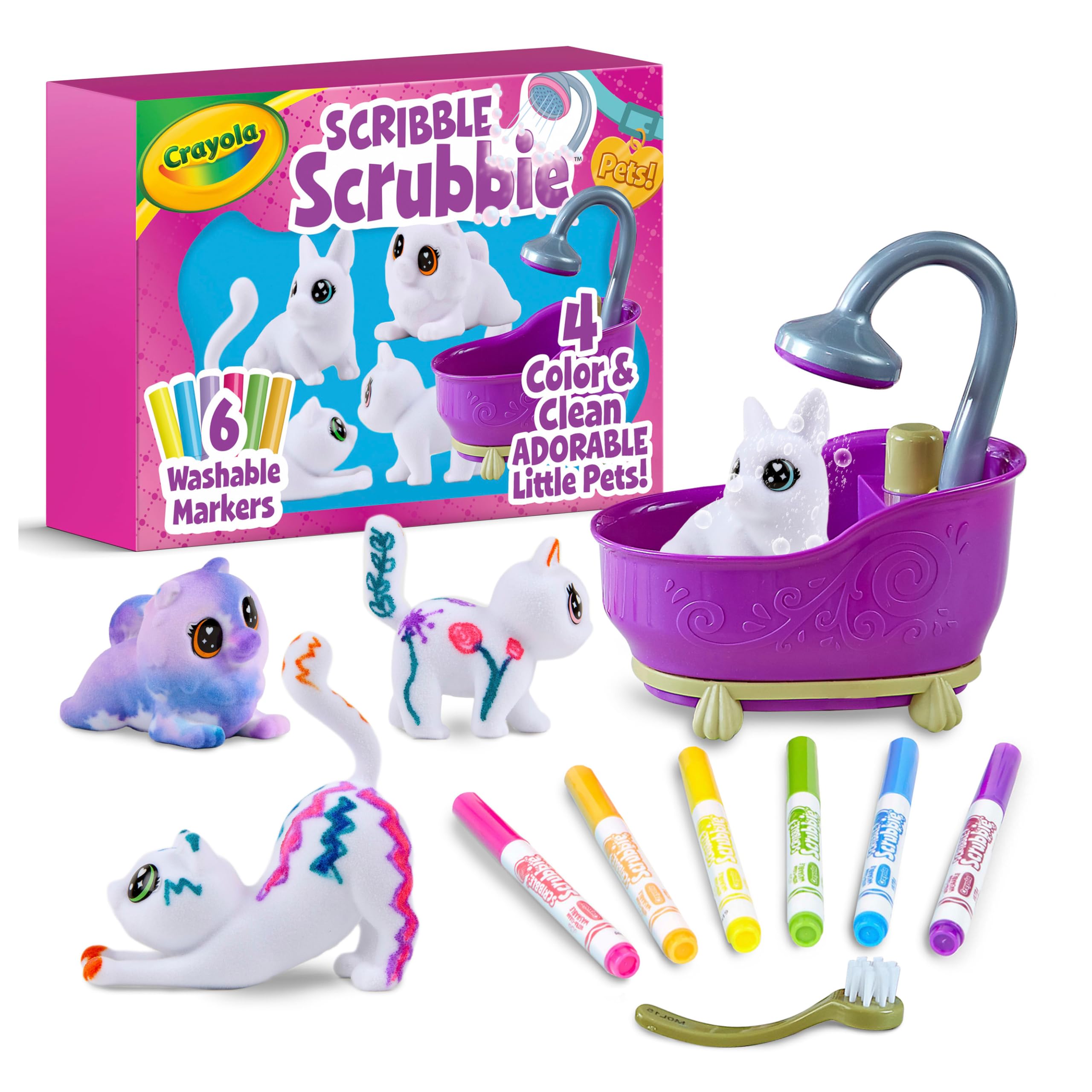 Crayola Scribble Scrubbies Glam Pack with four pets for imaginative coloring