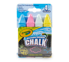 Crayola sidewalk chalk 4-pack in multi colors for bold outdoor art and play.